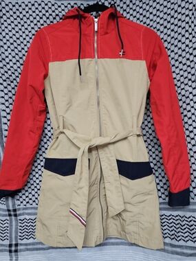 Tommy Hilfiger Red Navy and Tan Colorblock Jacket